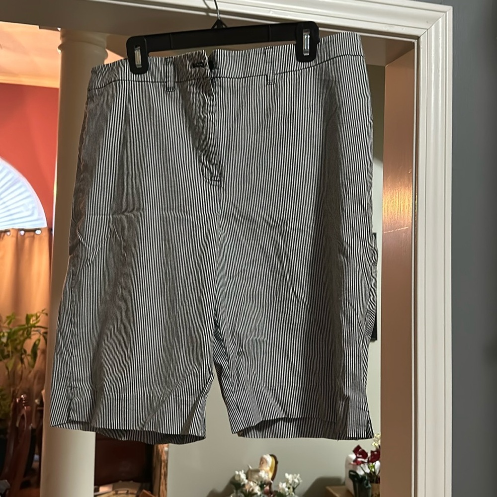 Ladies striped stretch shorts